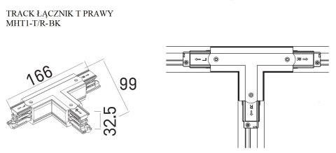 DOBAC MHT1-T/R-BK TRACK ŁĄCZNIK T" prawy czarny" DOBAC MHT1-T/R-BK TRACK ŁĄCZNIK T" prawy czarny"