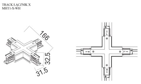 DOBAC MHT1-X-WH TRACK ŁĄCZNIK X" biały" DOBAC MHT1-X-WH TRACK ŁĄCZNIK X" biały"