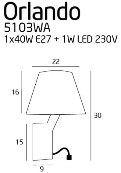 MAXLIGHT 5103WA/BLNM KINKIET ORLANDO CZARNY SATYNA+LED MAXLIGHT 5103WA/BLNM KINKIET ORLANDO CZARNY SATYNA+LED
