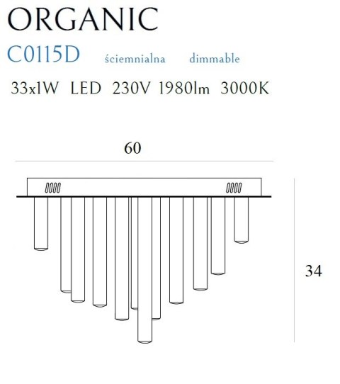 MAXLIGHT C0115D PLAFON ORGANIC 33x1 CHROM ŚCIEMNIALNY MAXLIGHT C0115D PLAFON ORGANIC 33x1 CHROM ŚCIEMNIALNY