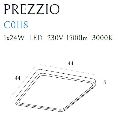 MAXLIGHT C0118 PLAFON PREZZIO KWADRAT 44 x 44 cm, 24W MAXLIGHT C0118 PLAFON PREZZIO KWADRAT 44 x 44 cm, 24W