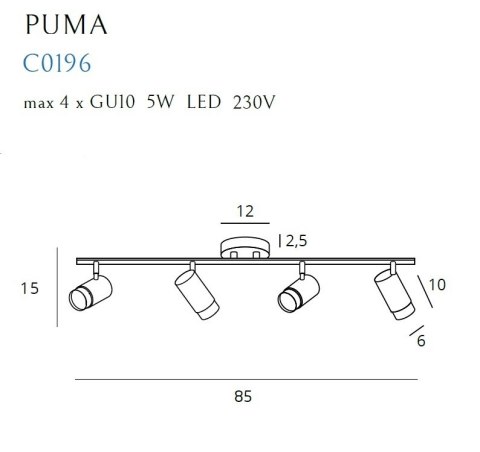 MAXLIGHT C0196 LAMPA SUFITOWA PUMA 4 GU10 MAXLIGHT C0196 LAMPA SUFITOWA PUMA 4 GU10