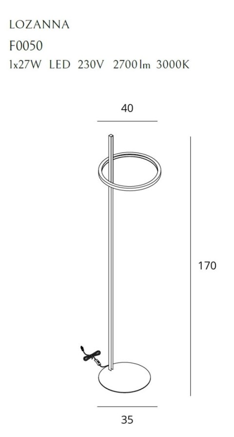 MAXLIGHT F0050 LAMPA PODŁOGOWA LOZANNA 27W ZŁOTA MAXLIGHT F0050 LAMPA PODŁOGOWA LOZANNA 27W ZŁOTA