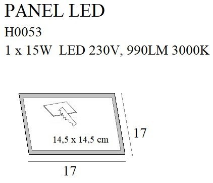 MAXLIGHT H0053 PANELLED SQUARE 17x17 cm PODTYNKOWY, 15W MAXLIGHT H0053 PANELLED SQUARE 17x17 cm PODTYNKOWY, 15W