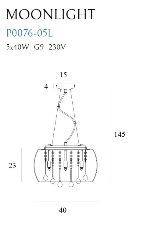 MAXLIGHT P0076-05L LAMPA WISZĄCA MOONLIGHT MAXLIGHT P0076-05L LAMPA WISZĄCA MOONLIGHT