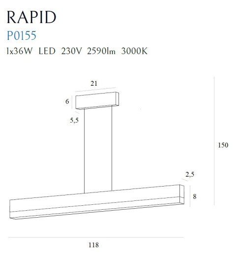 MAXLIGHT P0155 LAMPA WISZĄCA RAPID MAXLIGHT P0155 LAMPA WISZĄCA RAPID