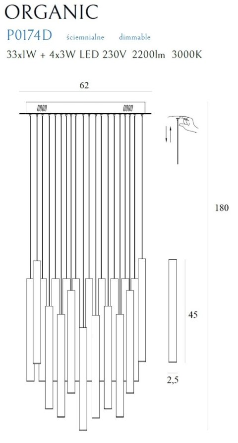 MAXLIGHT P0174D LAMPA WISZĄCA ORGANIC 33x1 MIEDŹ ŚCIEMNIALNA MAXLIGHT P0174D LAMPA WISZĄCA ORGANIC 33x1 MIEDŹ ŚCIEMNIALNA