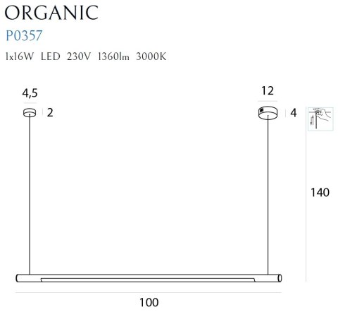 MAXLIGHT P0357 LAMPA WISZĄCA ORGANIC HORIZON 100CM BIAŁA MAXLIGHT P0357 LAMPA WISZĄCA ORGANIC HORIZON 100CM BIAŁA