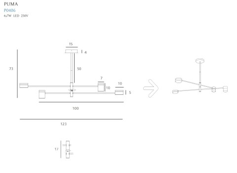 MAXLIGHT P0406 LAMPA WISZĄCA PUMA LED 4x 7W BK/WD MAXLIGHT P0406 LAMPA WISZĄCA PUMA LED 4x 7W BK/WD