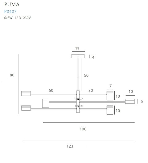 MAXLIGHT P0407 LAMPA WISZĄCA PUMA LED 6x 7W BK/WD MAXLIGHT P0407 LAMPA WISZĄCA PUMA LED 6x 7W BK/WD