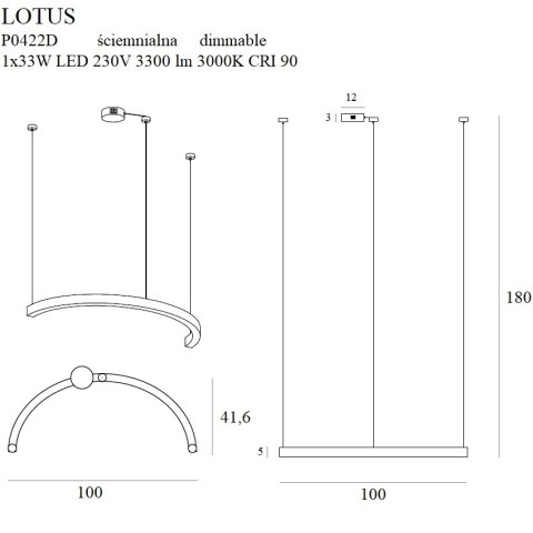 MAXLIGHT P0422D LAMPA WISZĄCA LOTUS 33W ZŁOTA ŚCIEMNIALNA MAXLIGHT P0422D LAMPA WISZĄCA LOTUS 33W ZŁOTA ŚCIEMNIALNA