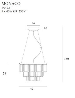 MAXLIGHT P0423 LAMPA WISZĄCA MONACO ZŁOTA Ø 42 cm