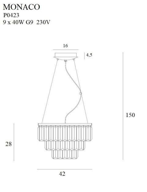 MAXLIGHT P0423 LAMPA WISZĄCA MONACO ZŁOTA Ø 42 cm MAXLIGHT P0423 LAMPA WISZĄCA MONACO ZŁOTA Ø 42 cm