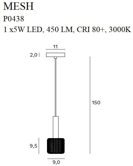 MAXLIGHT P0438 LAMPA WISZĄCA MESH I MAXLIGHT P0438 LAMPA WISZĄCA MESH I