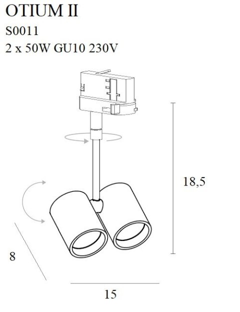 MAXLIGHT S0011 LAMPA SZYNOWA OTIUM II MAX GU10 CZARNA MAXLIGHT S0011 LAMPA SZYNOWA OTIUM II MAX GU10 CZARNA