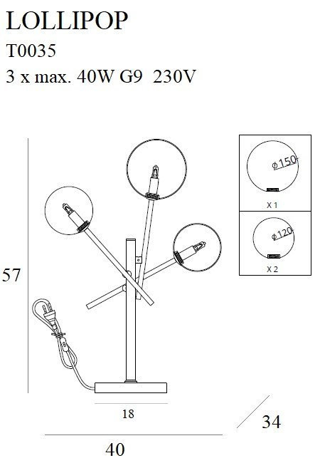 MAXLIGHT T0035 LAMPA STOŁOWA LOLLIPOP MAXLIGHT T0035 LAMPA STOŁOWA LOLLIPOP