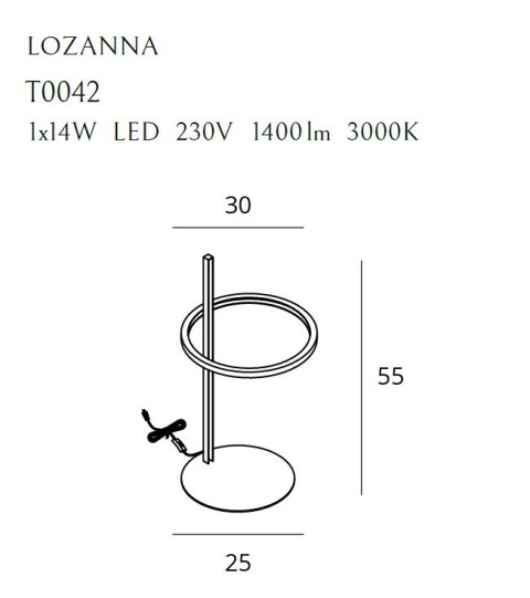 MAXLIGHT T0042 LAMPA BIURKOWA LOZANNA 14W ZŁOTA MAXLIGHT T0042 LAMPA BIURKOWA LOZANNA 14W ZŁOTA
