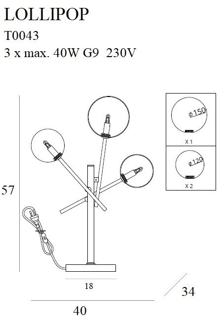 MAXLIGHT T0043 LAMPA STOŁOWA LOLLIPOP BLACK MAXLIGHT T0043 LAMPA STOŁOWA LOLLIPOP BLACK