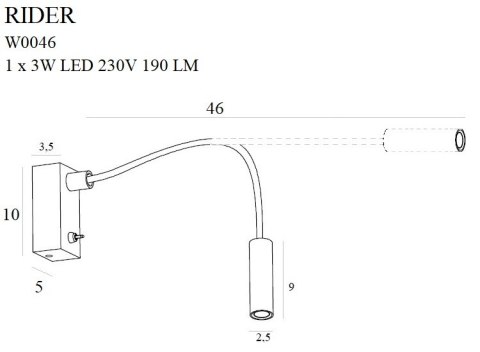 MAXLIGHT W0046 KINKIET RIDER CZARNY MAXLIGHT W0046 KINKIET RIDER CZARNY