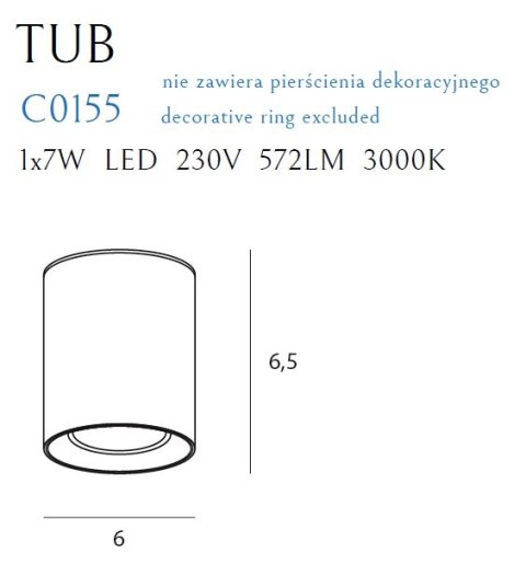 MAXLIGHT C0155 LAMPA SUFITOWA TUB OKRĄGŁY BIAŁY+ PIERŚCIEŃ OZDOBNY BIAŁY RC MAXLIGHT C0155 LAMPA SUFITOWA TUB OKRĄGŁY BIAŁY+ PIERŚCIEŃ OZDOBNY BIAŁY RC