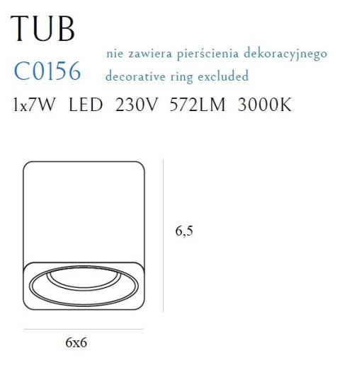 MAXLIGHT C0156 LAMPA SUFITOWA TUB KWADRAT BIAŁY+ PIERŚCIEŃ OZDOBNY BIAŁY RC MAXLIGHT C0156 LAMPA SUFITOWA TUB KWADRAT BIAŁY+ PIERŚCIEŃ OZDOBNY BIAŁY RC