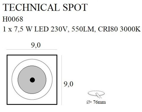 MAXLIGHT H0064 OPRAWA WPUSTOWA TECHNICAL SPOT 7,5W MAXLIGHT H0064 OPRAWA WPUSTOWA TECHNICAL SPOT 7,5W