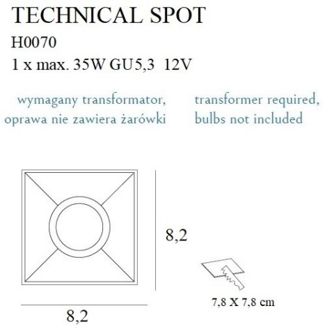 MAXLIGHT H0070 OPRAWA WPUSTOWA TECHNICAL SPOT, GU5.3 MAXLIGHT H0070 OPRAWA WPUSTOWA TECHNICAL SPOT, GU5.3