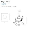 MAXLIGHT H0093 SQUARE OPRAWA WPUSTOWA KWADRATOWA CZARNA IP44, GU10