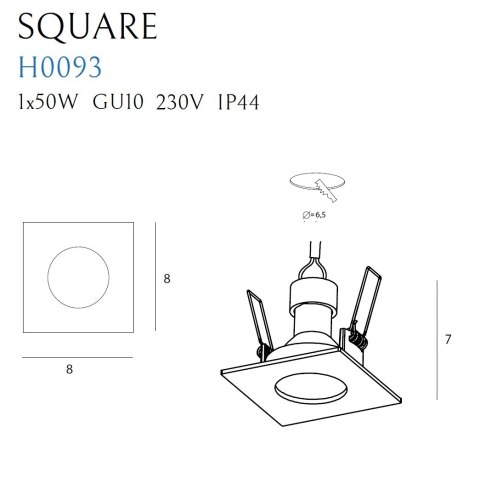 MAXLIGHT H0093 SQUARE OPRAWA WPUSTOWA KWADRATOWA CZARNA IP44, GU10 MAXLIGHT H0093 SQUARE OPRAWA WPUSTOWA KWADRATOWA CZARNA IP44, GU10