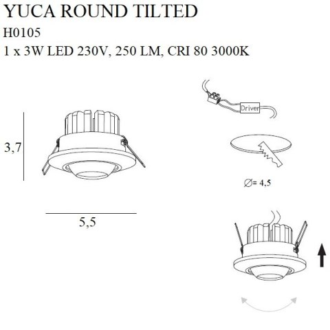 MAXLIGHT H0105 OPRAWA WPUSTOWA MAX YUCA ROUND TILTED BLACK 3W MAXLIGHT H0105 OPRAWA WPUSTOWA MAX YUCA ROUND TILTED BLACK 3W