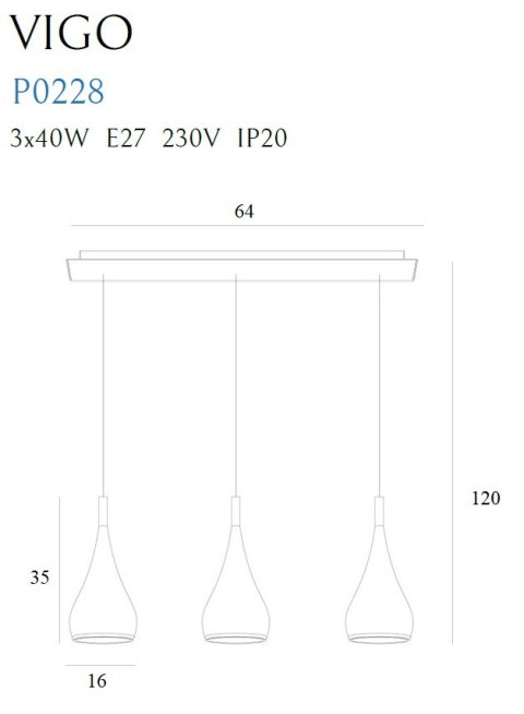 MAXLIGHT P0228 LAMPA WISZĄCA VIGO III CHROM MAXLIGHT P0228 LAMPA WISZĄCA VIGO III CHROM
