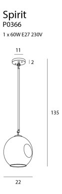 MAXLIGHT P0366 LAMPA WISZĄCA SPIRIT II SMOKY GREY