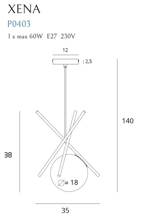 MAXLIGHT P0403 LAMPA WISZĄCA XENA MAXLIGHT P0403 LAMPA WISZĄCA XENA