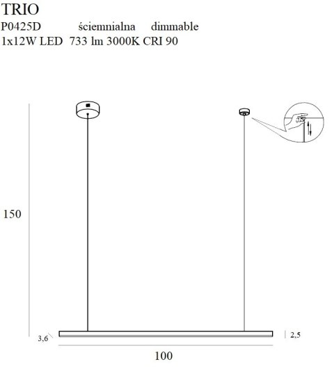 MAXLIGHT P0425D LAMPA WISZĄCA TRIO 1 ZŁOTA ŚCIEMNIALNA MAXLIGHT P0425D LAMPA WISZĄCA TRIO 1 ZŁOTA ŚCIEMNIALNA