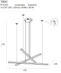 MAXLIGHT P0426D LAMPA WISZĄCA TRIO 3 ZŁOTA ŚCIEMNIALNA