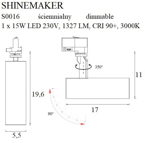 MAXLIGHT S0016 LAMPA DO SZYNOPRZEWODU SHINEMAKER CZARNA- ŚCIEMNIALNA MAXLIGHT S0016 LAMPA DO SZYNOPRZEWODU SHINEMAKER CZARNA- ŚCIEMNIALNA