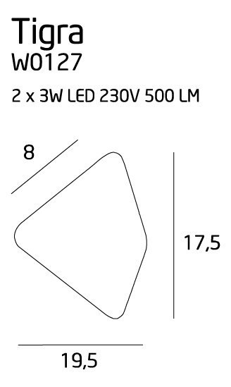 MAXLIGHT W0127 KINKIET TIGRA II BIAŁY, 2x3W MAXLIGHT W0127 KINKIET TIGRA II BIAŁY, 2x3W