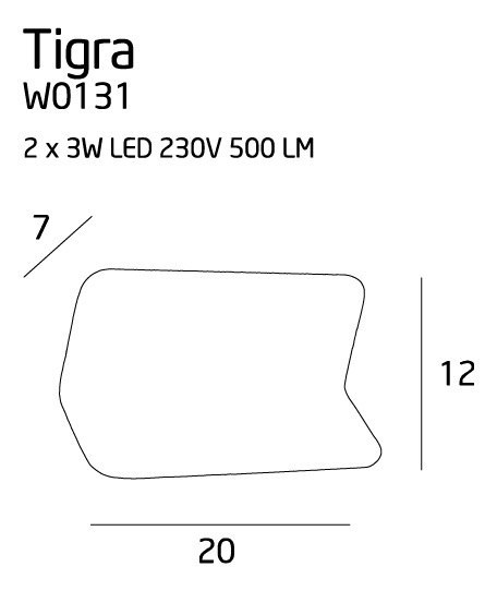 MAXLIGHT W0131 KINKIET TIGRA I BIAŁY, 2x3W MAXLIGHT W0131 KINKIET TIGRA I BIAŁY, 2x3W
