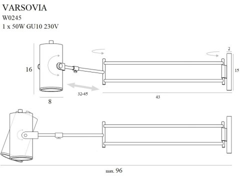 MAXLIGHT W0245 KINKIET VARSOVIA DŁUGI MAXLIGHT W0245 KINKIET VARSOVIA DŁUGI
